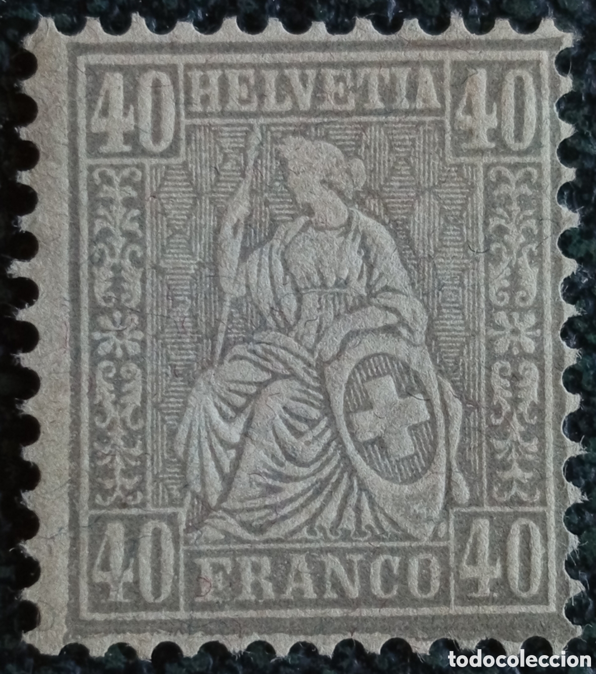Sellos: Sello Suiza 1881 Helvetia Sentada 40c Gris - Yvert n&ordm; 55 / Scott n&ordm; 66