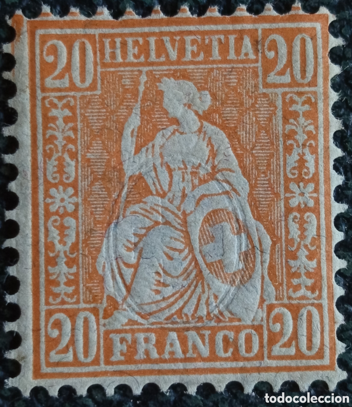 Sellos: Sello Suiza 1881 Helvetia Sentada 20c Naranja - Scott n&ordm; 65 / Yvert n&ordm; 54 -