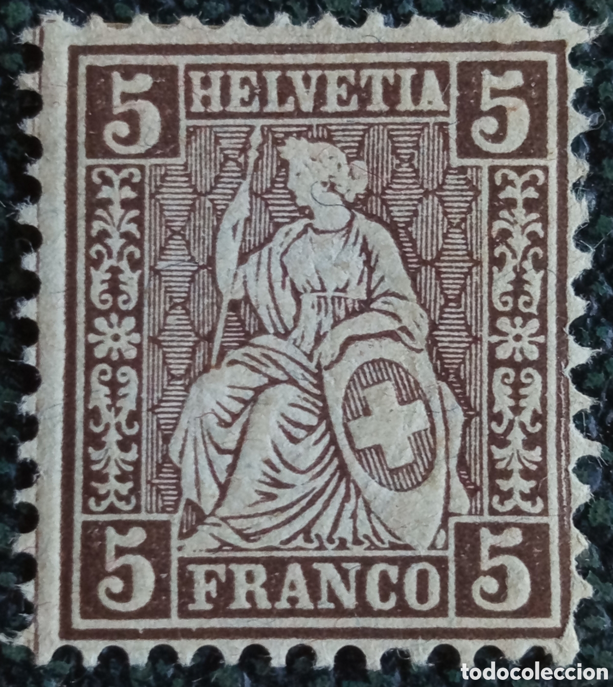 Sellos: Sello Suiza 1881 Helvetia Sentada 5c Marr&oacute;n - Scott n&ordm; 61 / Yvert n&ordm; 50 - MH