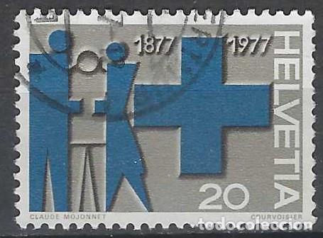 Sellos: SUIZA 1977 - PROPAGANDA, CENTENARIO DE LA CRUZ AZUL - USADO