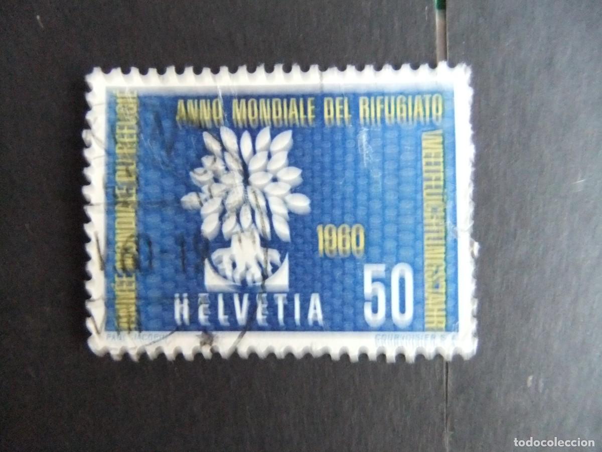Sellos: L 114 SUIZA HELVETIA 1960 / A&Ntilde;O MUNDIAL del REFUGIADO / YVERT 641 FU