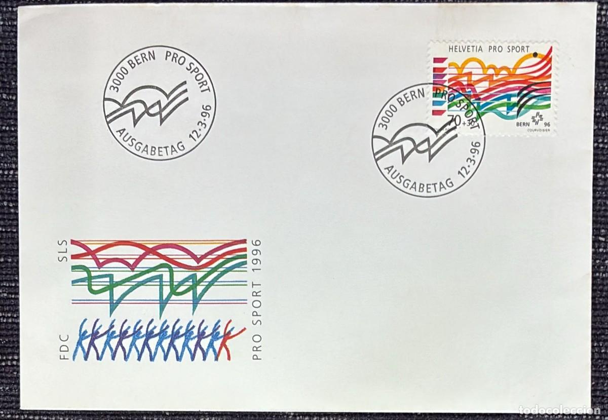 Sellos: TS.)1996, SWITZERLAND, FIRST-DAY COVER, PRE-PRINTED WITH A ROW OF HUMAN FIGURES REPRESENTING ATHLETE