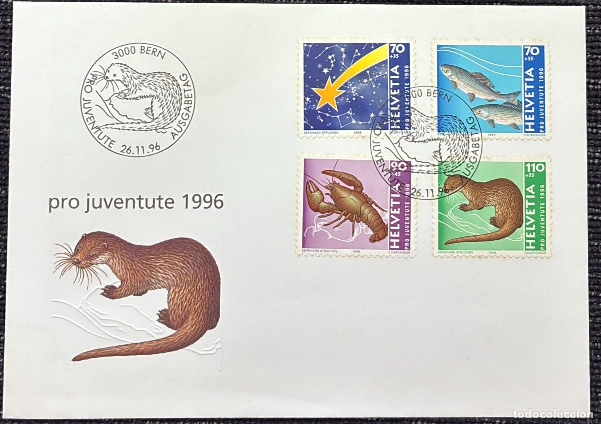 Sellos: TS.)1996, SWITZERLAND, FIRST DAY COVER, FEATURING A PRE-PRINTED DESIGN THEMED AROUND NATURE AND AQUA