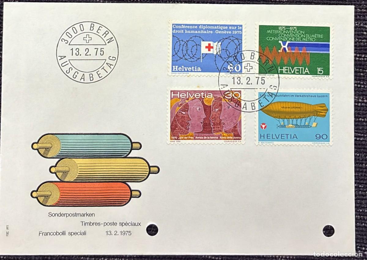 Sellos: TS.)1975, SWITZERLAND, FIRST DAY COVER, WITH A COMMEMORATIVE PRE-PRINTED DESIGN FEATURING A GRAPHIC