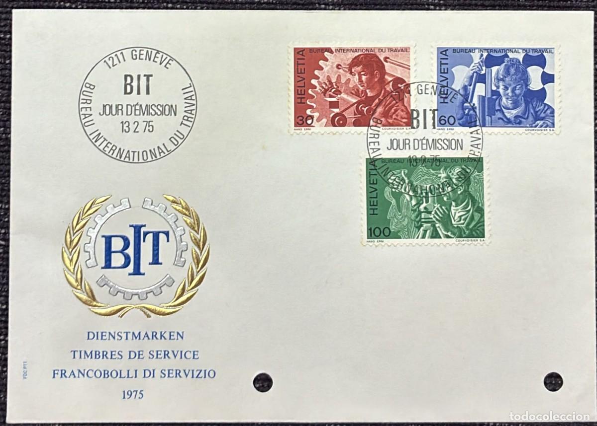 Sellos: TS.)1975, SWITZERLAND, FIRST DAY COVER, PRE-PRINTED WITH THE LOGO OF THE INTERNATIONAL LABOUR OFFICE