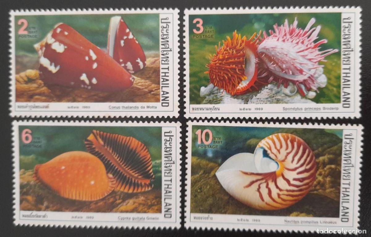 Sellos: SO) 1989 THAILAND, SEASHELLS SNAILS - Foto 1
