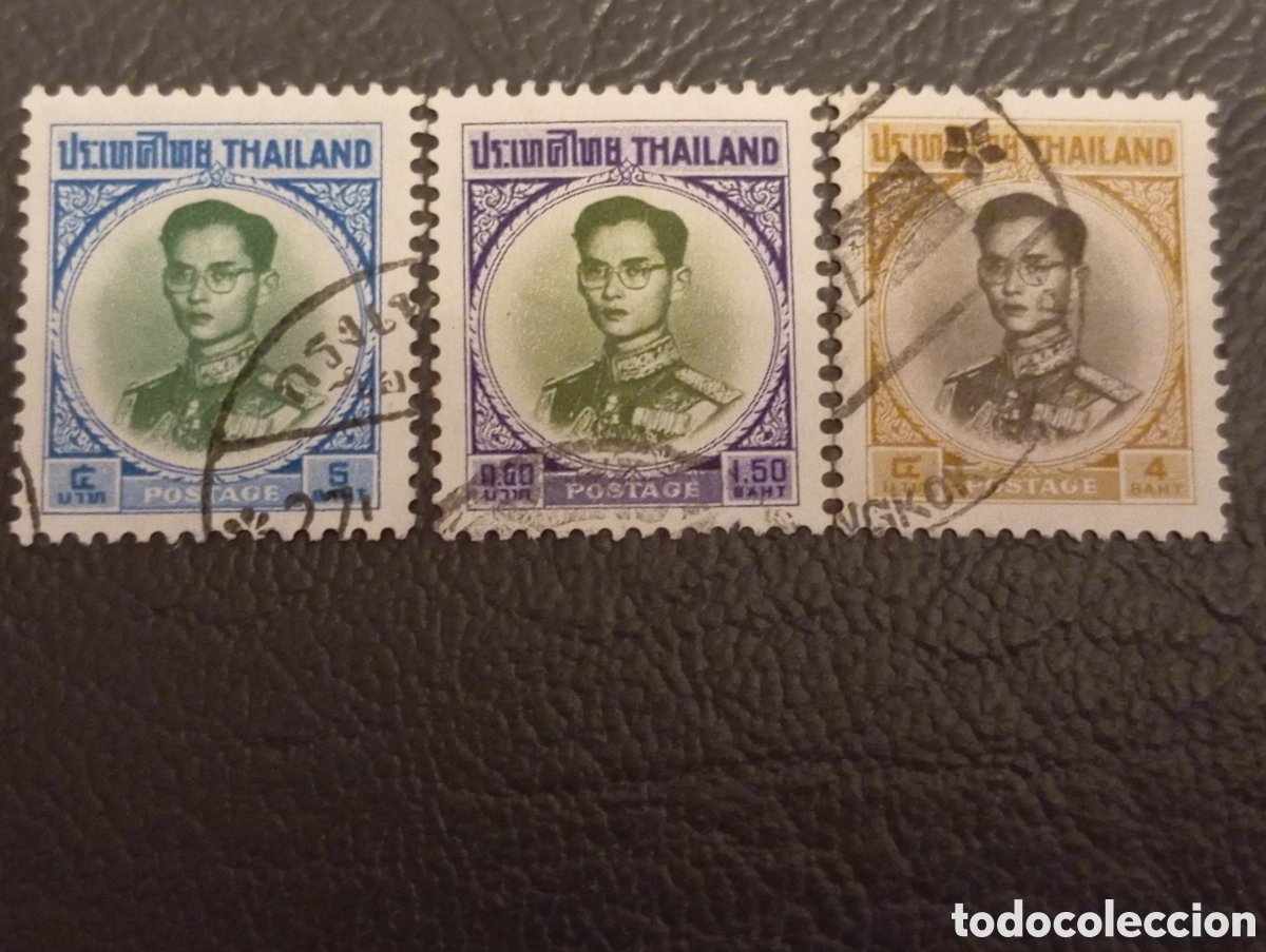 Sellos: Tailandia 1963/68 - Serie Definitiva Rey Rama IX - Lote 3 Valores - (Scott 402, 407, 408)
