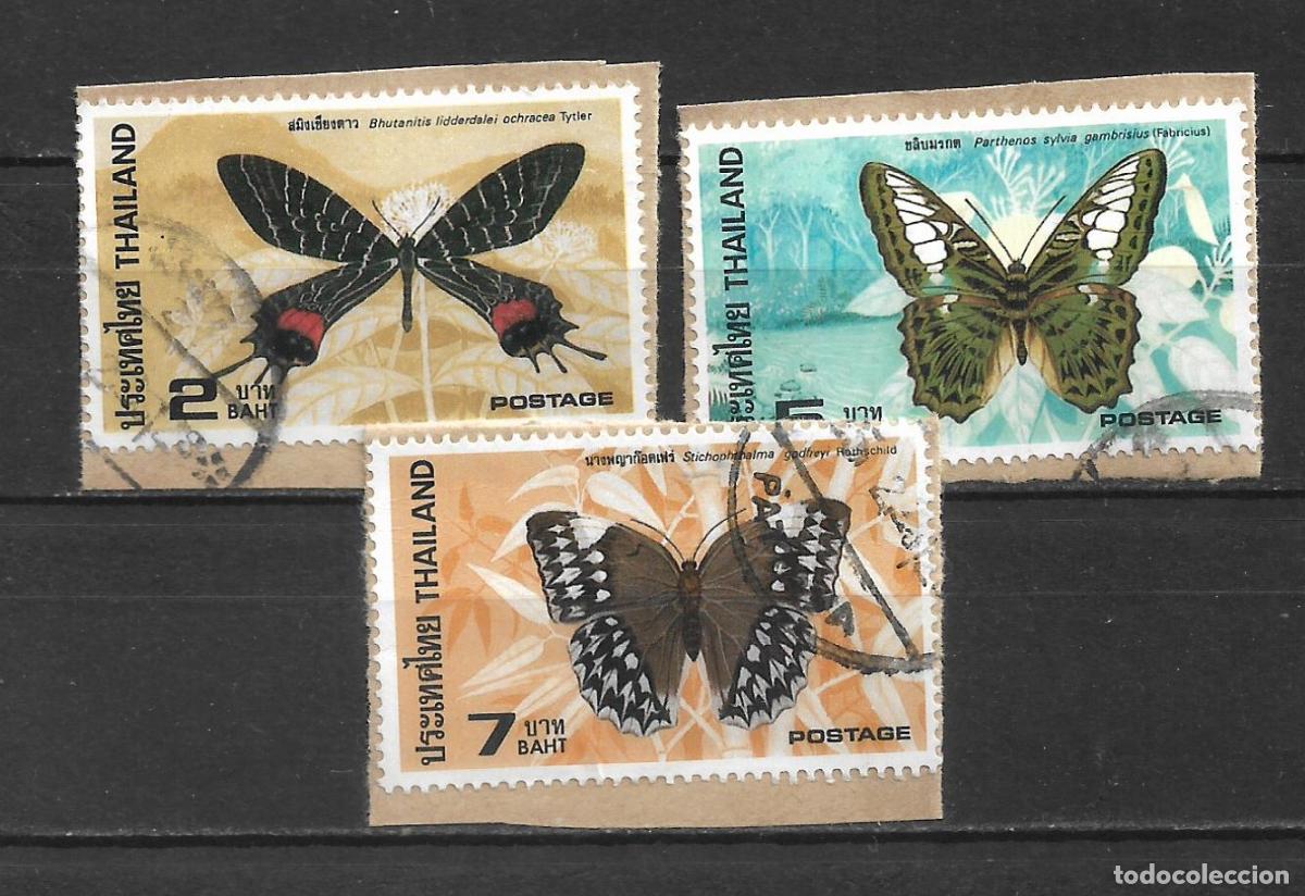 Sellos: tailandia 1984 sello usado mariposas 2.10&euro; - 19/23