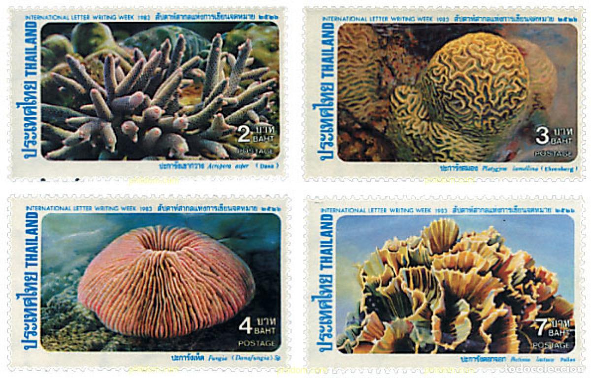 Sellos: 52869 MNH TAILANDIA 1983 SEMANA INTERNACIONAL DE LA CARTA. CORALES