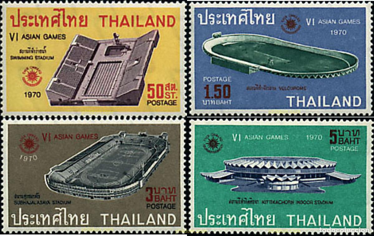 Sellos: 27421 MNH TAILANDIA 1970 6 JUEGOS DEPORTIVOS ASIATICOS.