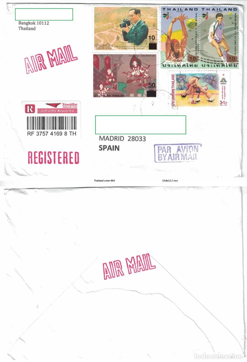 Sellos: Thailand registered cover 18x13,5 cms, sent to Spain