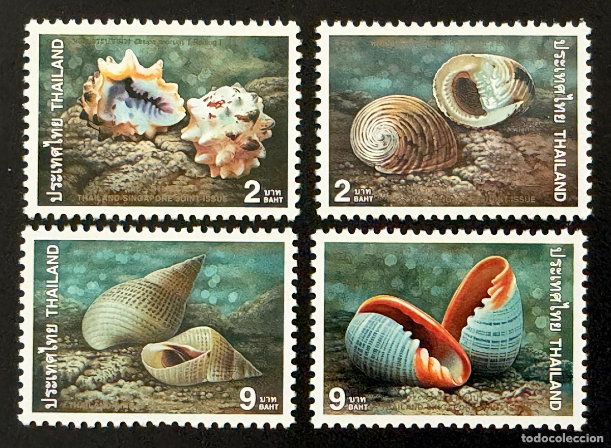 Sellos: Tailandia 1997 Mi. 1813-1816 emisi&oacute;n conjunta conchas Singapur