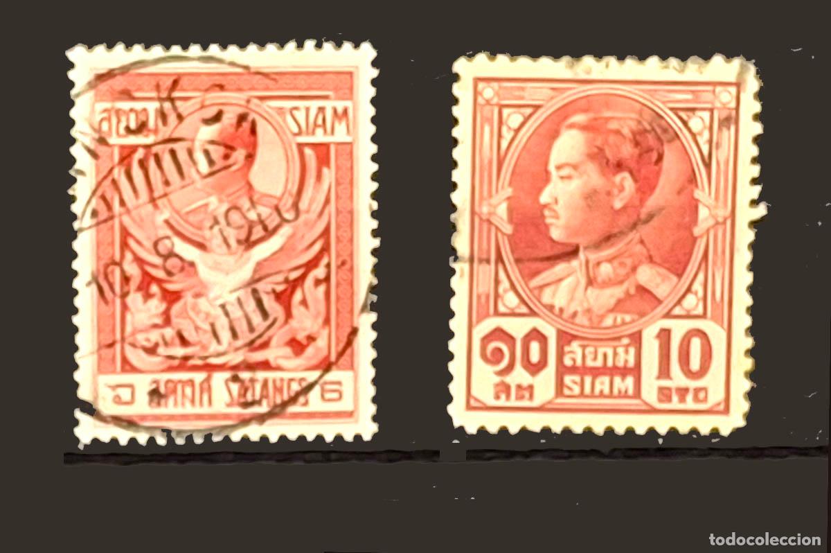 Sellos: 1910 y 1928, 2 sellos de Siam