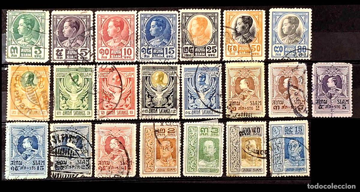 Sellos: 22 sellos de Siam d&eacute;cadas de 1910, 1920 y 1930