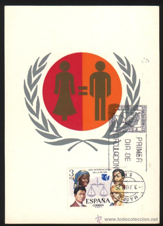 Sellos: B-0924- A&Ntilde;O INTERNACIONAL DE LA MUJER. 1975 - Foto 1