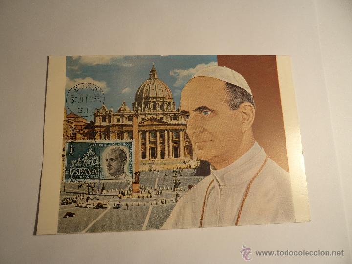 Sellos: Tarjeta maxima. Primer d&iacute;a. 1963 - Foto 1