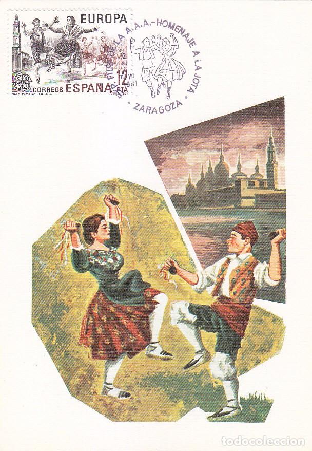 Briefmarken: JOTA ARAGONESA EUROPA CEPT 1981 (EDIFIL 2615) TARJETA MAXIMA MATASELLOS HOMENAJE JOTA ZARAGOZA RARO