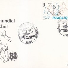 Sellos: FUTBOL 1980 CAMPEONATO MUNDIAL ESPAÑA 82 (EDIFIL 2570/71) EN TM PRIMER DIA MATASELLOS GIJON ASTURIAS