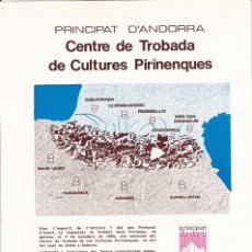 Sellos: PRINCIPAT D'ANDORRA 1984 - PRIMER DIA / CENTRE DE TROBADA DE CULTURES PIRINENQUES - Nº 00591