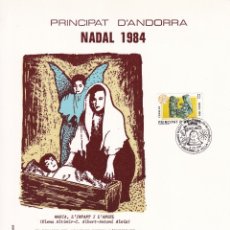 Sellos: PRINCIPAT D'ANDORRA 1984 - PRIMER DIA / NADAL 1984 - Nº 01293 - MARIA, L'INFANT I L'ANGEL