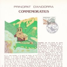 Sellos: PRINCIPAT D'ANDORRA 1985 - PRIMER DIA / COMMEMORATIUS - LAUREDIA - EXT. FRA TOMAS JUNOY - Nº 00031. Lote 182203556