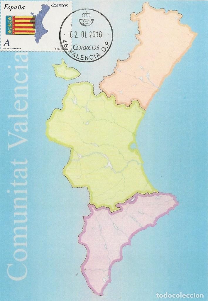 Sellos: MAPA DE LA COMUNIDAD VALENCIANA.TARJETA M&Aacute;XIMA. - Foto 1
