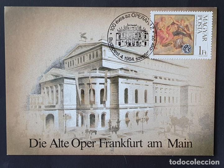 Sellos: Tarjeta M&aacute;xima HUNGRIA - Edificio Alte Oper de Frankfurt, BUDAPEST 1984 - Foto 1
