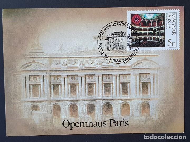 Sellos: Tarjeta M&aacute;xima HUNGRIA - Edificio de la &Oacute;pera Nacional de Paris, BUDAPEST 1984 - Foto 1