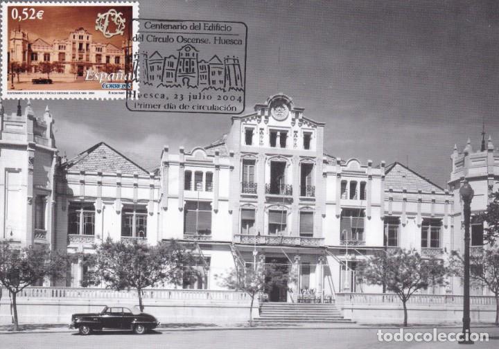 Sellos: CIRCULO OSCENSE CENTENARIO DEL EDIFICIO 2004 (EDIFIL 4110) EN TM PRIMER DIA MATASELLOS HUESCA. RARA. - Foto 1
