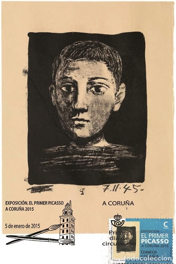 Sellos: Spain 2015 - Grandes Exposiciones. El primer Picasso carte maximum - Foto 1