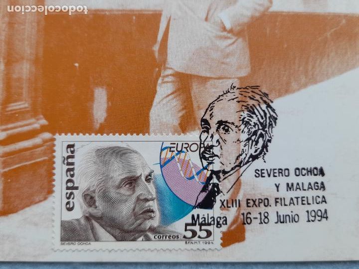 Sellos: Tarjeta postal Severo Ochoa y M&aacute;laga. Circulada el 18 de Junio de 1994. - Foto 2
