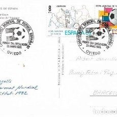 Sellos: FUTBOL 1980 CAMPEONATO MUNDIAL ESPAÑA-82 (EDIFIL 2570/71) EN TM PD MATASELLOS OVIEDO (ASTURIAS) RARA