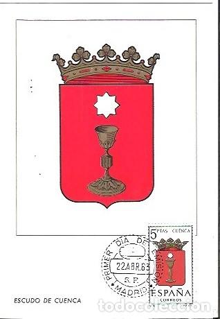 Sellos: TARJETA MAXIMA ESCUDO DE CUENCA A&Ntilde;O 1963 - Foto 1
