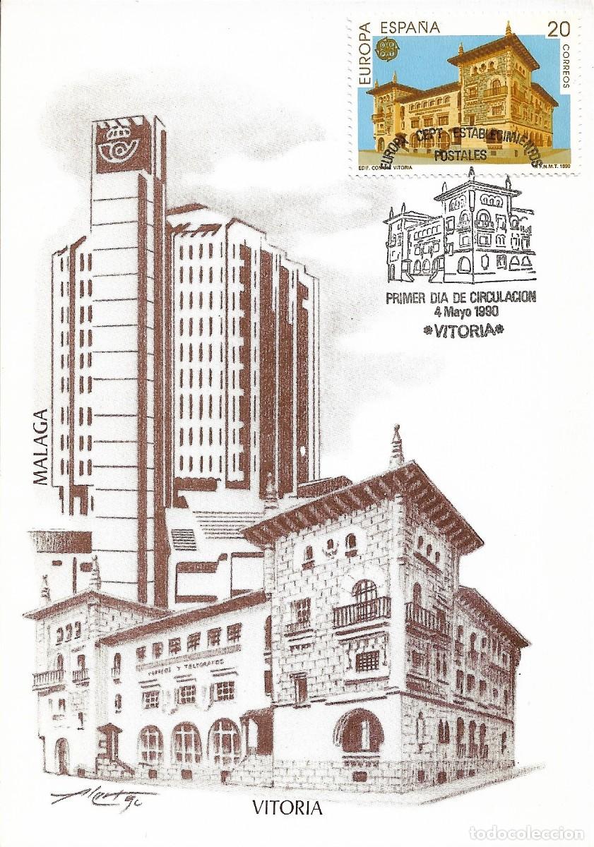 Sellos: EDIFICIO DE COMUNICACIONES ESTABLECIMIENTOS POSTALES EUROPA 1990 (EDIFIL 3058) TM PD MOD 2 VITORIA. - Foto 1