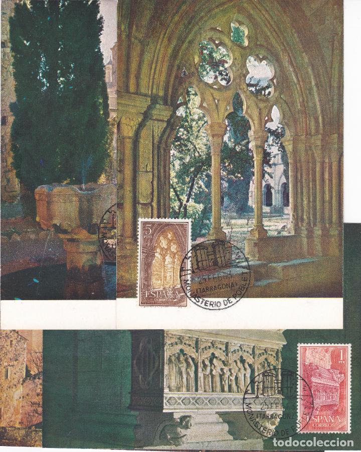 Sellos: JUEGO DE 4 TARJETAS DEL MONASTERIO DE POBLET DE TARRAGONA - Foto 1