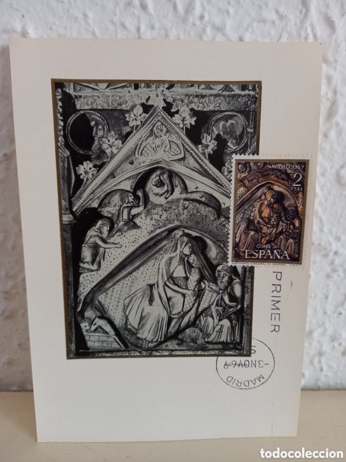 Sellos: Tarjeta M&aacute;xima Retablo Catedral Gerona - Foto 1