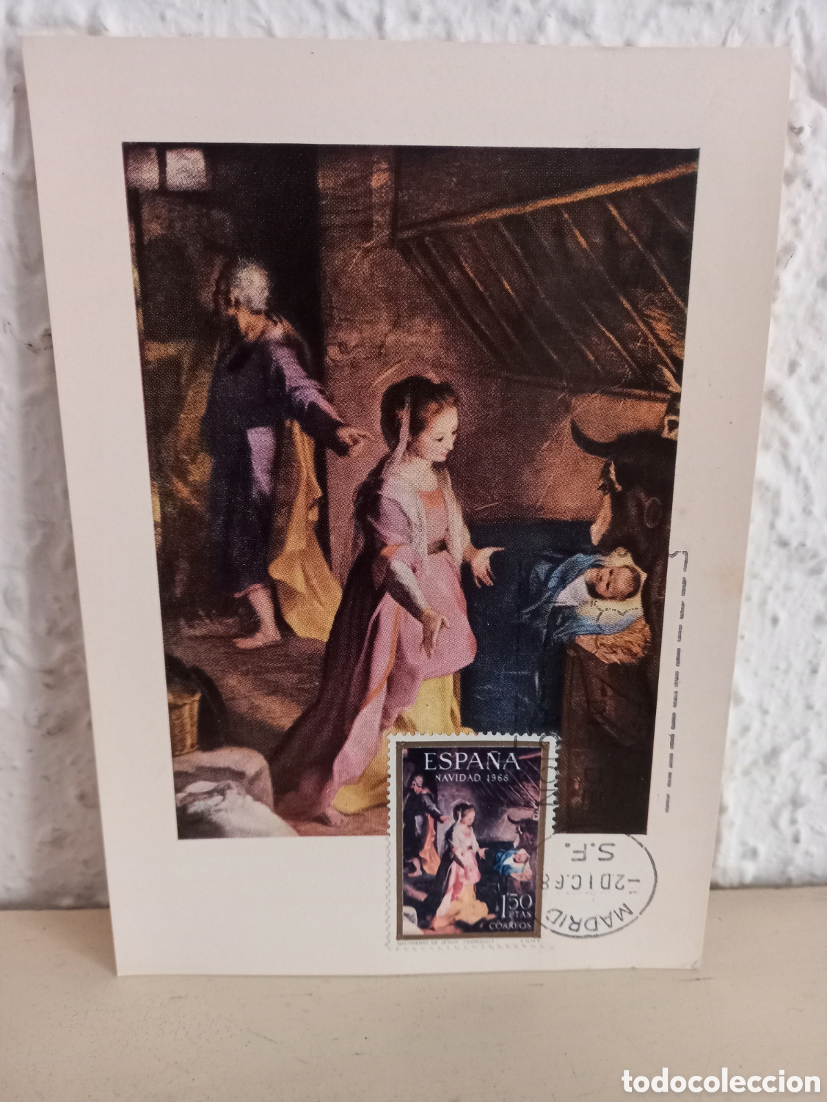 Sellos: Tarjeta M&aacute;xima. Barocci. El Nacimiento de Jesus - Foto 1