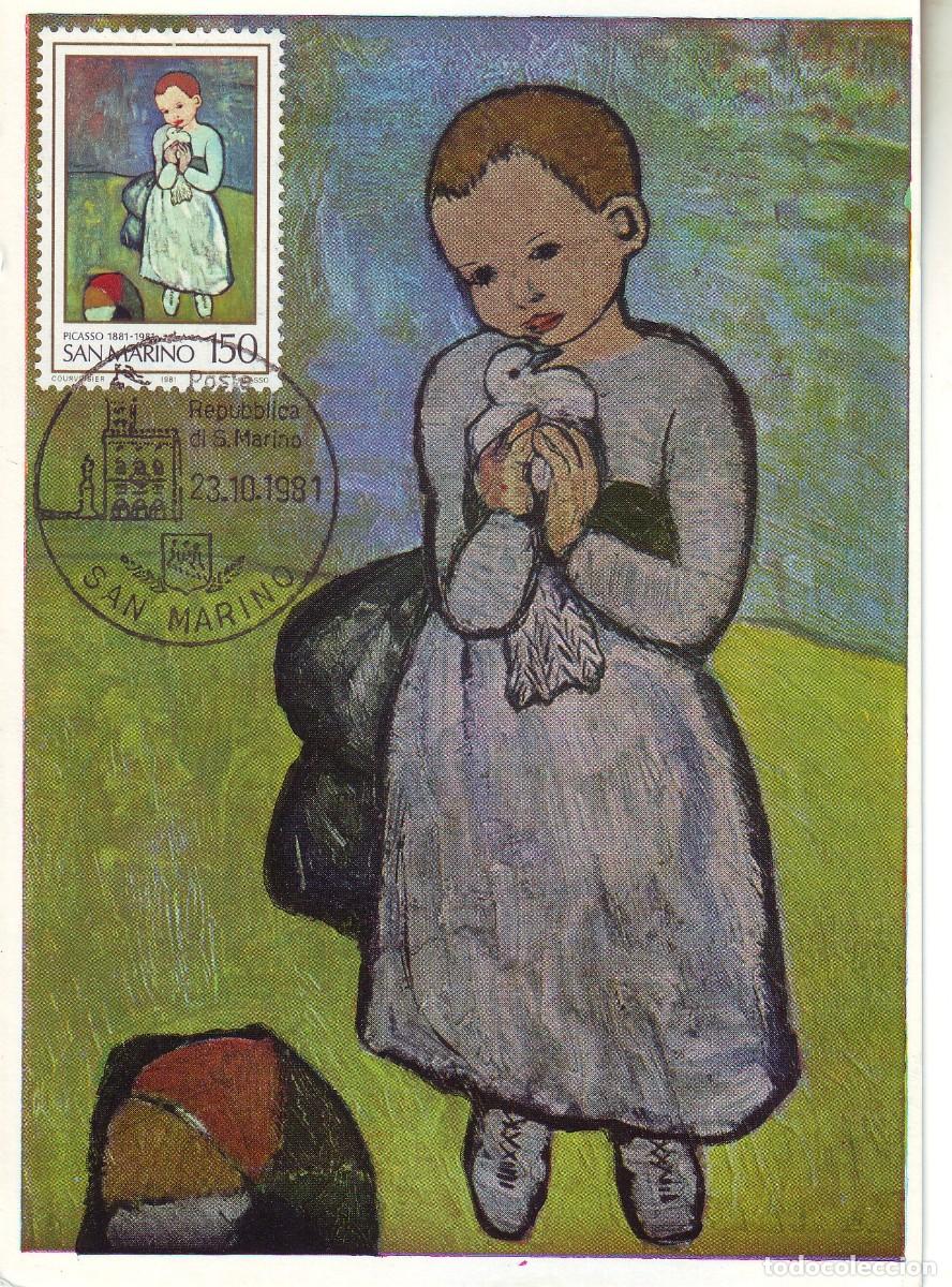 Sellos: POSTAL DE PICASSO DE SAN MARINO - Foto 1