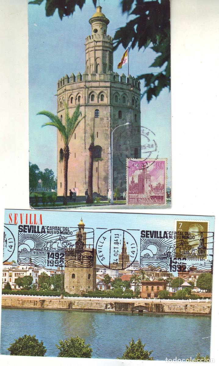 Sellos: SEVILLA DOS TARJETAS DE LA TORRE DEL ORO - Foto 1