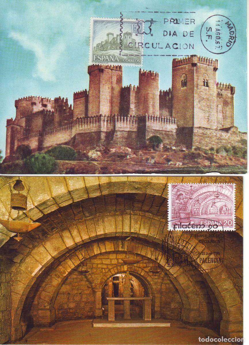 Sellos: DOS TARJETAS CASTILLO ALMODOVAR Y CRIPTA SAN ANTOLIN DE PALENCIA - Foto 1