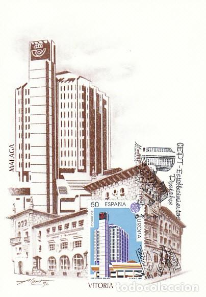 Sellos: EDIFIL 3059, EUROPA 1990, EDIFICIO DE COMUNICACIONES DE MALAGA,PRIMER DIA DE 4-5-1990 - Foto 1