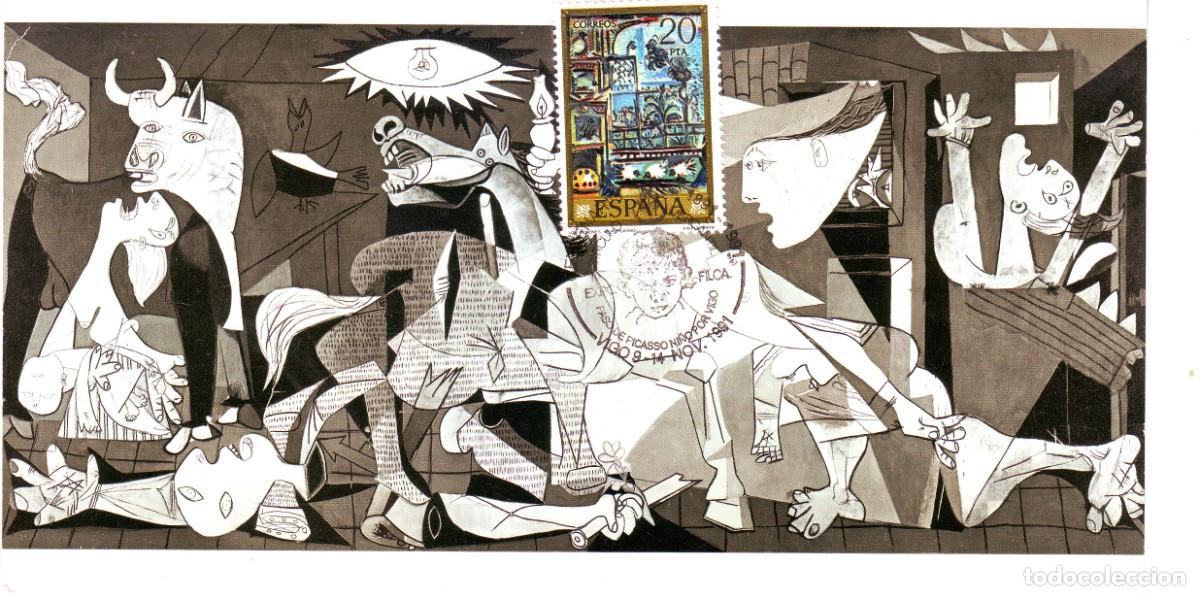 Sellos: POSTAL CON SELLO DEL GUERNICA CENTENARIO CIRCULO MERCANTIL DE VIGO - Foto 1
