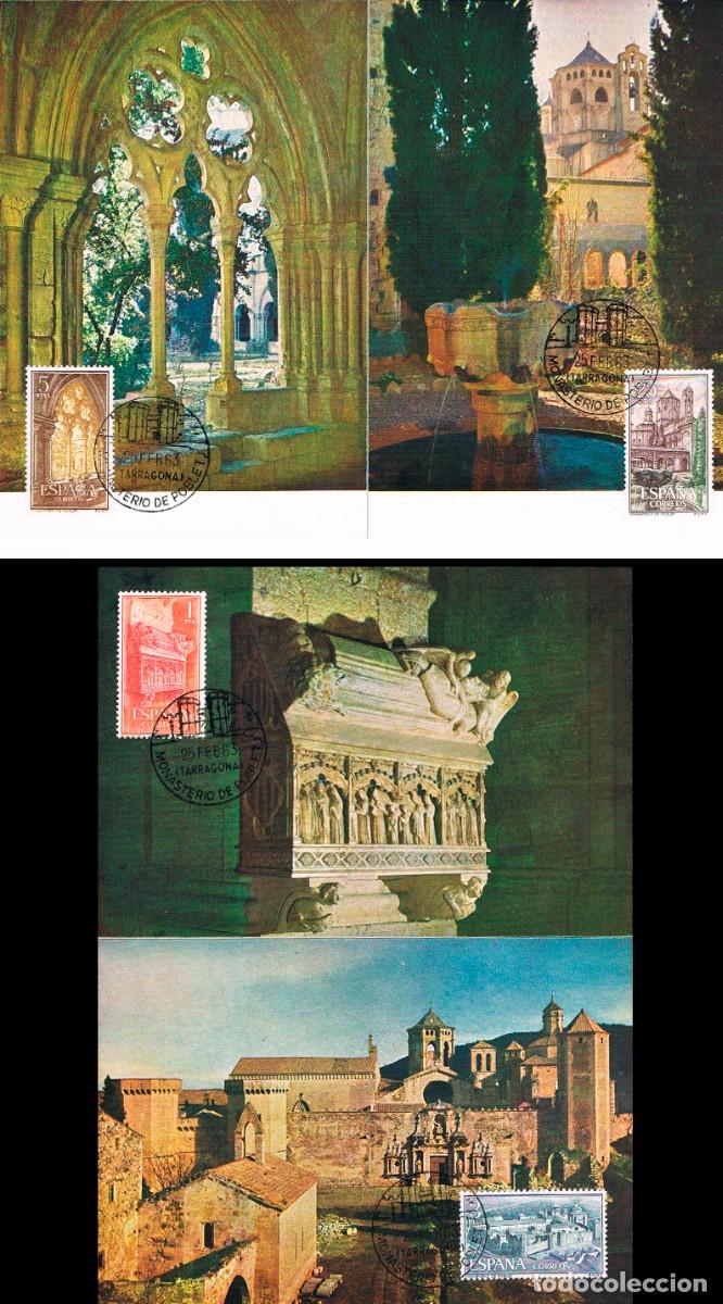Briefmarken: EDIFIL 1494/7, MONASTERIO DE POBLET TARJETA M&Aacute;XIMA MATASELLO DEL MONASTERIO 25-2-1963 SERIE COMPLETA