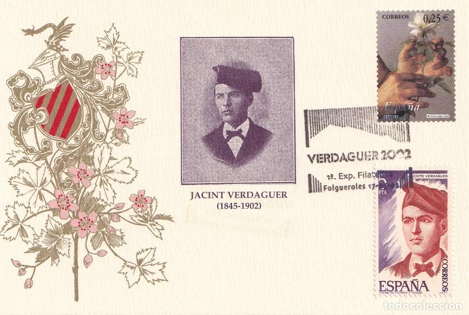 Briefmarken: Tarjeta Folgueroles 2002 - 1&ordf; Exposici&oacute;n Filat&eacute;lica Jacint Verdaguer 1845-1902, La flor y el paisaje