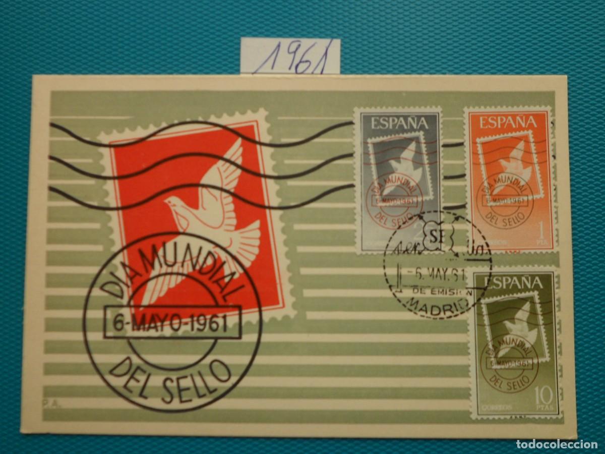 Sellos: 1961-ESPA&Ntilde;A-TARJETAS MAXIMAS-VER FOTO- N&ordm;1348/50-DIA MUNDIAL DEL SELLO