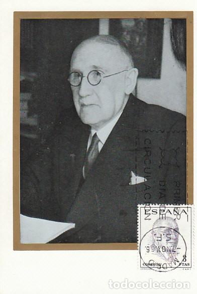 Sellos: Edifil 1759, Carlos Arniches ESCRITOR TEATRAL, tarjeta m&aacute;xima primer d&iacute;a de 7-11-1966