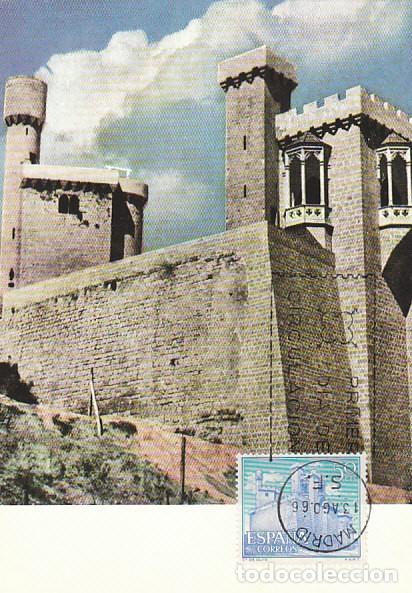 Sellos: Edifil 1741, castillo de Olite (Navarra) tarjeta maxima de primer dia de 13-8-1966