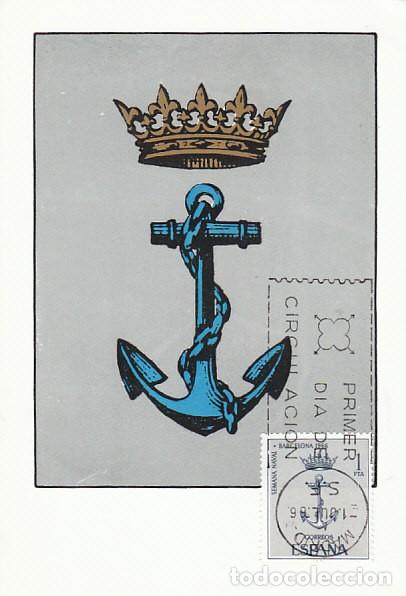 Sellos: EDIFIL 1737, ANCLA, EMBLEMA DEL SALON NAUTICO, TARJETA MAXIMA DE PRIMER DIA DE 1-7-1966