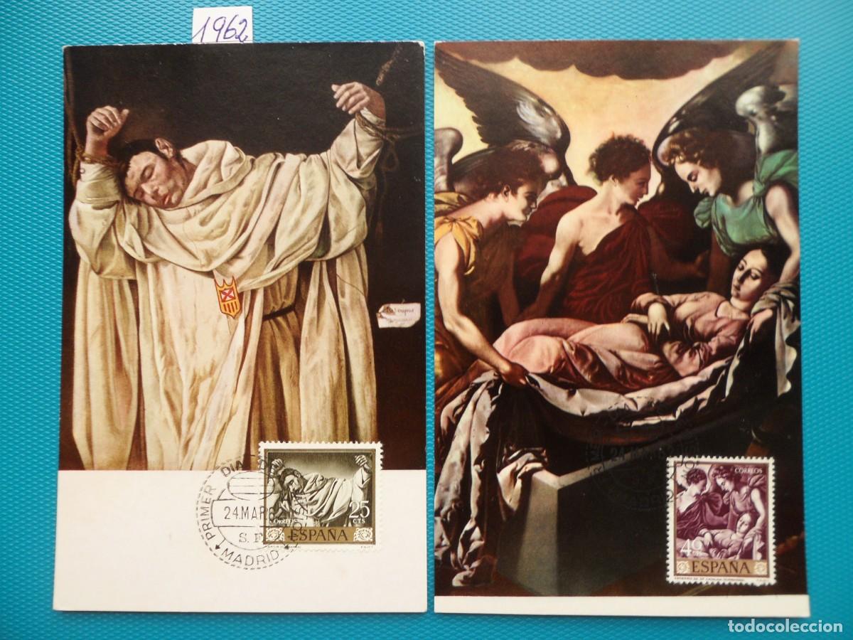 Sellos: 1962-ESPA&Ntilde;A-TARJETAS MAXIMAS-VER FOTO- N&ordm;1418/27-PINTOR ZURBARAN(10 TARJETAS-SERIE COMPLETA