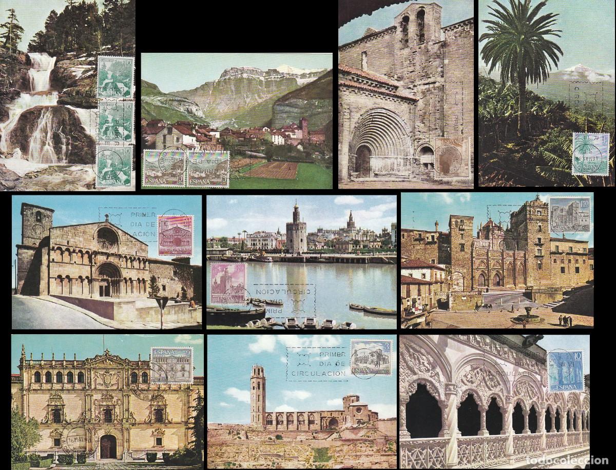 Sellos: Edifil 1726/35, SERIE TURISTICA, 10 tarjetas m&aacute;ximas de primer d&iacute;a de1966
